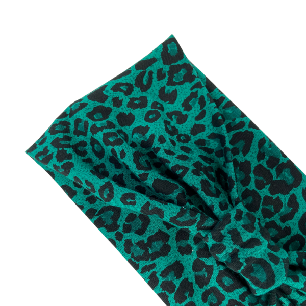 Green Leopard Print Jersey Headband by Isabella Josie Millinery