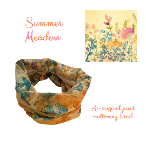 Sumer Meadow multi way band eco buff by Isabella Josie and co. Millinery