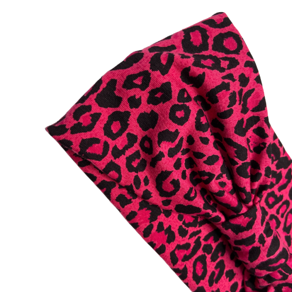 Pink Cerise Leopard Print Jersey Headband