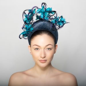 Navy and Teal Halo Headband by Isabella Josie Millinery Ascot Racewear