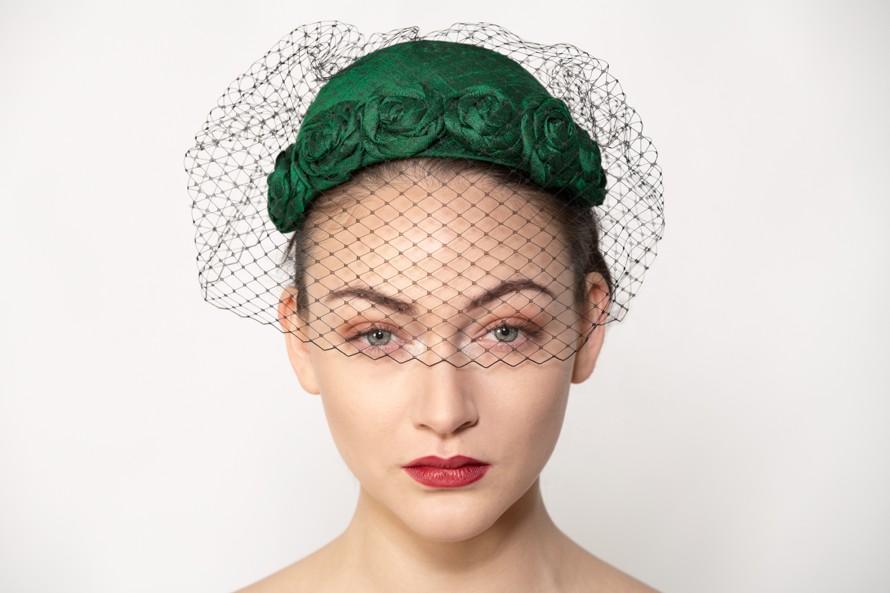 Emerald Green Silk Bandeau Hat by Isabella Josie Millinery