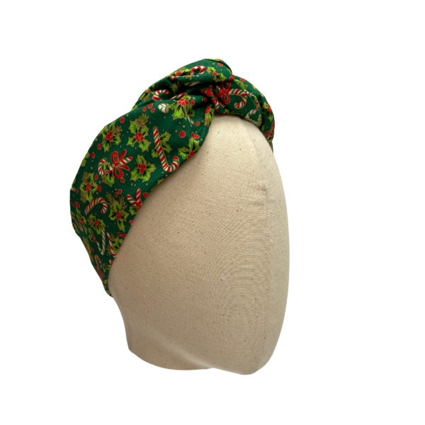 Green Candy cane Christmas Headwrap by Isabella Josie Millinery