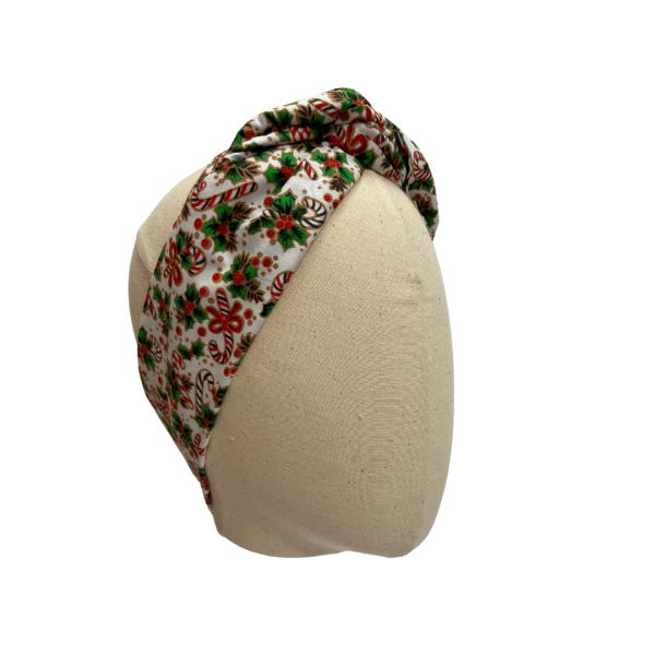 White Candy Cane Christmas Headwrap