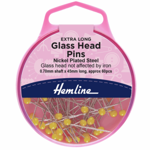 Glass head pins hemline
