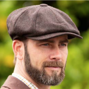 Chestnut herringbone tweed flat cap cheshire style by denton hats