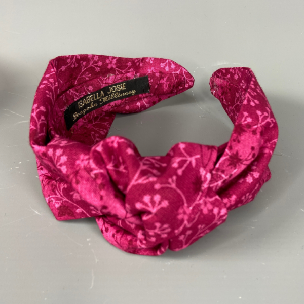 Burgundy Knot Designer Headband by Isabella Josie, West Sussex Hat Shop