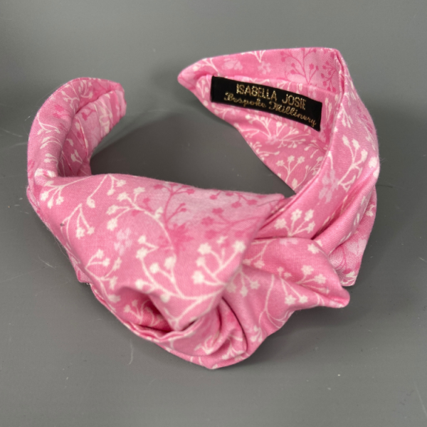 Deep Candy Pink Knotted Headband by Isabella Josie, British Headwear Designer