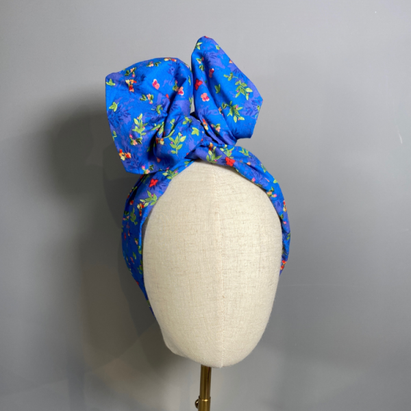 American Blue Floral Wired Headwrap by Isabella Josie Hair Accessories ideal for Goodwood Revival Style