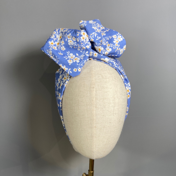 Blue daisy Floral Headwrap by Isabella Josie, Luxury brand