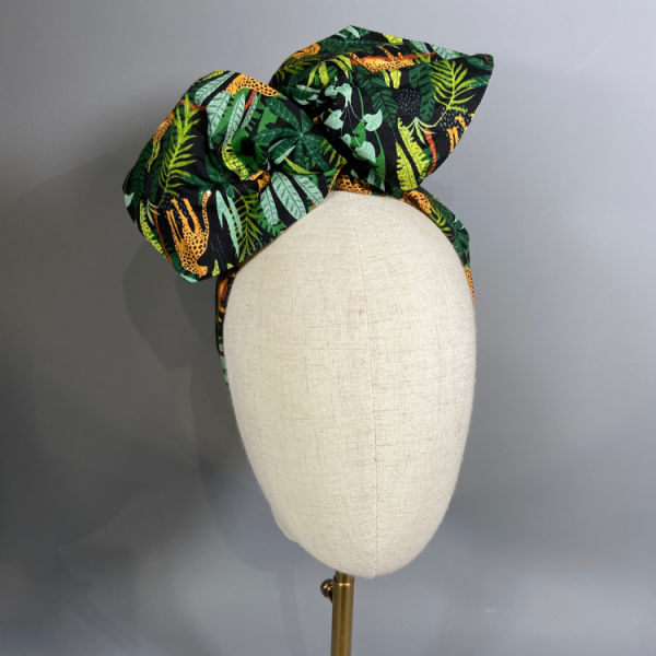 Leopard in the Jungle Headwrap by Isabella Josie Hat designer