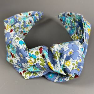 Blue Anemone Floral Knotted Headband by Isabella Josie, Luxury brand