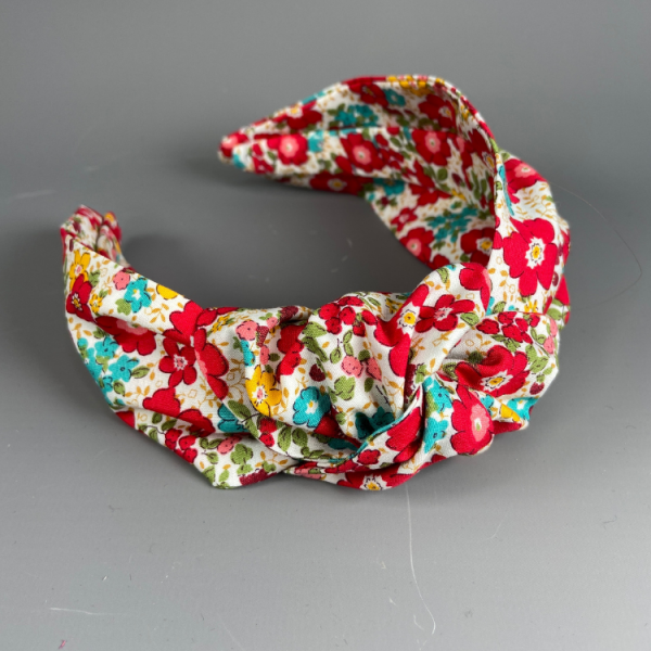 Red Anemone Knot Headband by Isabella Josie, Designer Headwear