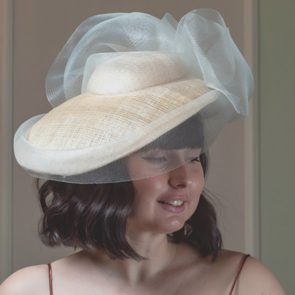 natural cream and ivory perching hat