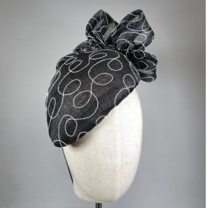 Black and White Teardrop Hat with Bow detail