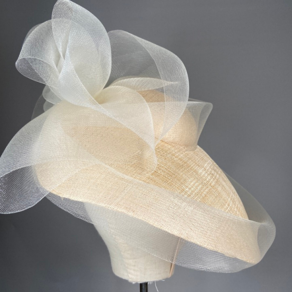 Natural Cream and Ivory Perching Hat by Isabella Josie