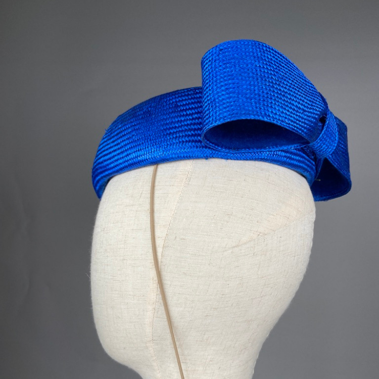 Royal Blue Pillbox Hat with Bow Isabella Josie