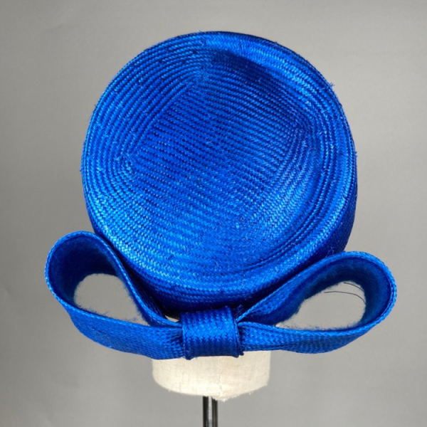 Royal Blue Pillbox Hat with Bow