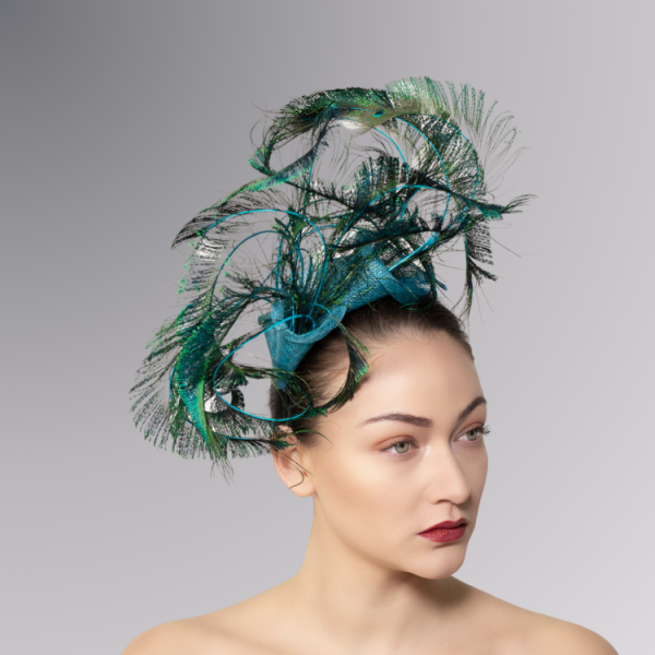 Curled Peacock Headpiece ideal for Race events
