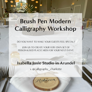 Brush Calligraphy Placecard Workshop at Isabella Josie