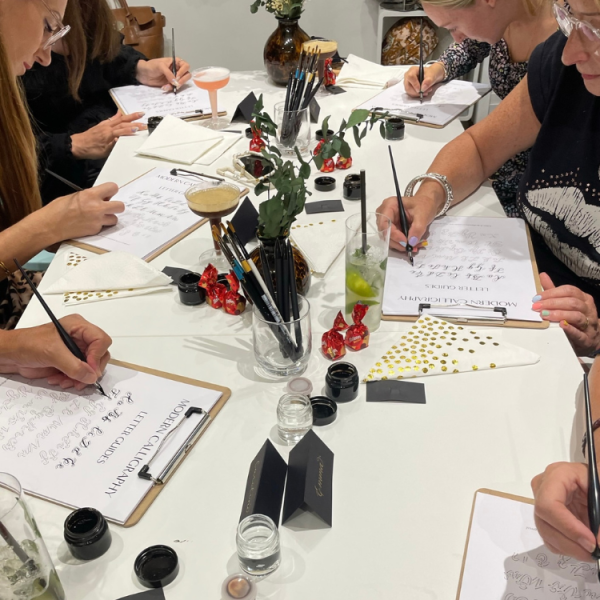 calligraphy and cocktail workshop