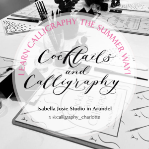 calligraphy and cocktail workshop front