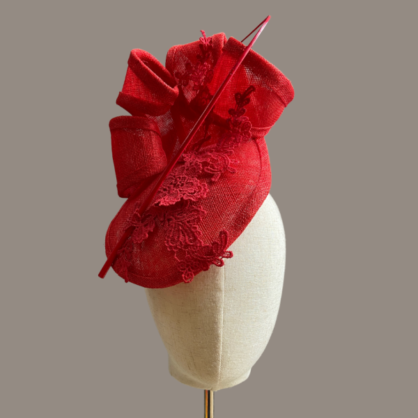 Red Sculptural Hat by Isabella Josie