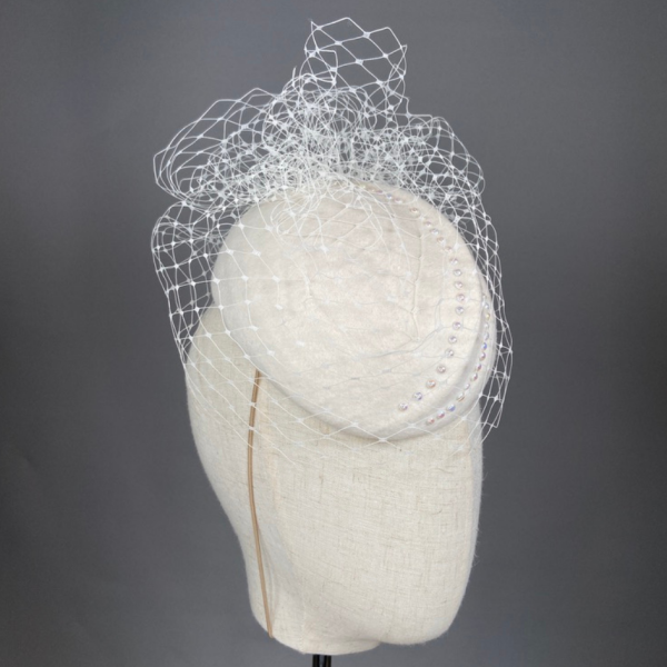 Ivory Bridal Hat with Pearl Detailing