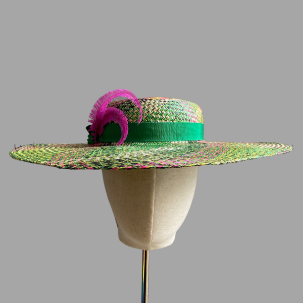 Green Straw Boater Hat by Isabella Josie, Arundel Hat Maker