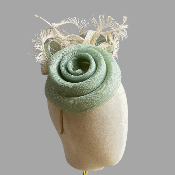 Apple Green and Ivory Coiled Hat by Isabella Josie, Arundel Hat Maker