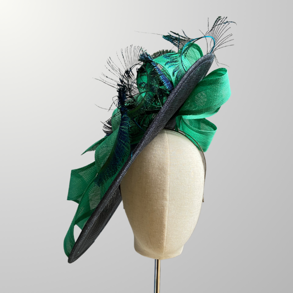 French Navy and Teal disc hatinator by Isabella Josie, Arundel Hat Maker