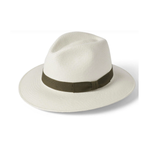 Downbrim Panama Hat with Olive Ribbon Trim